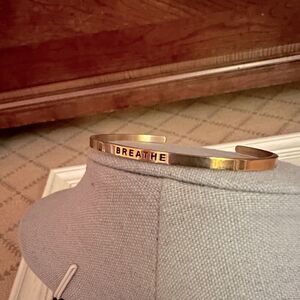 Mantra Band Gold skinny cuff bracelet Breathe NWOT